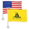 G128 Combo Pack: American USA Car Flag & Gadsden Don't Tread On Me Car Flag 11x17 In | Both Double Sided Printed 150D Polyester | Flagpole Included | Perfect for Festival Celebrations, Parades